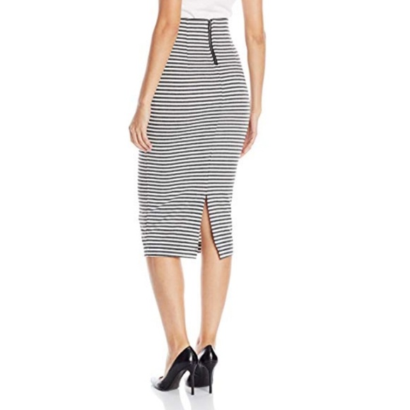 XOXO Black and White Striped Midi Skirt - Picture 2 of 8